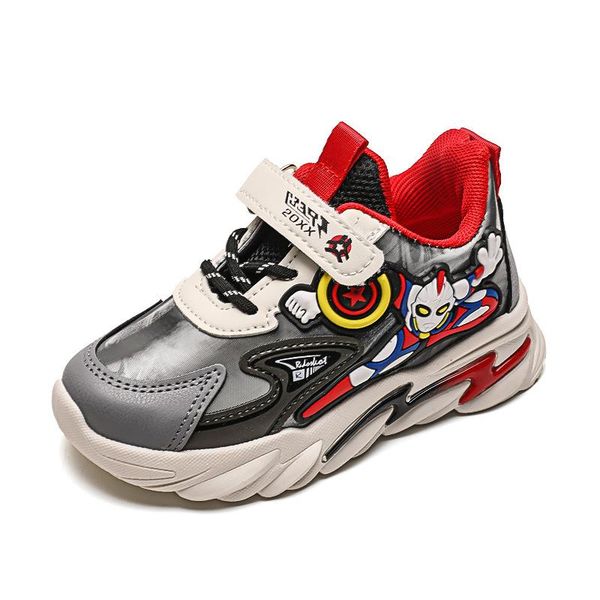 

athletic kids shoes sneakers basketball footwear child ultraman spring autumn fashion leather boy non-slip soft bottom boys running e4001, Black
