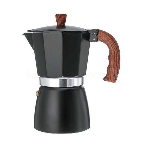 Coffee Pots Aluminum Italian Style Espresso Coffee Maker 6 cups Espresso Maker Cuban and Greca coffee machine 300ml moka coffee maker (black) P230508