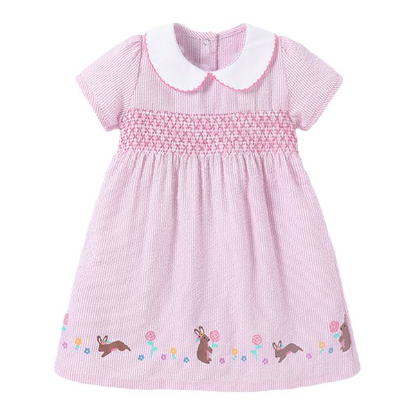 

girl s dresses little maven girls pink beach animal rabbit print kids party 2 years toddler baby peter pan collar festive dress 230508, Red;yellow