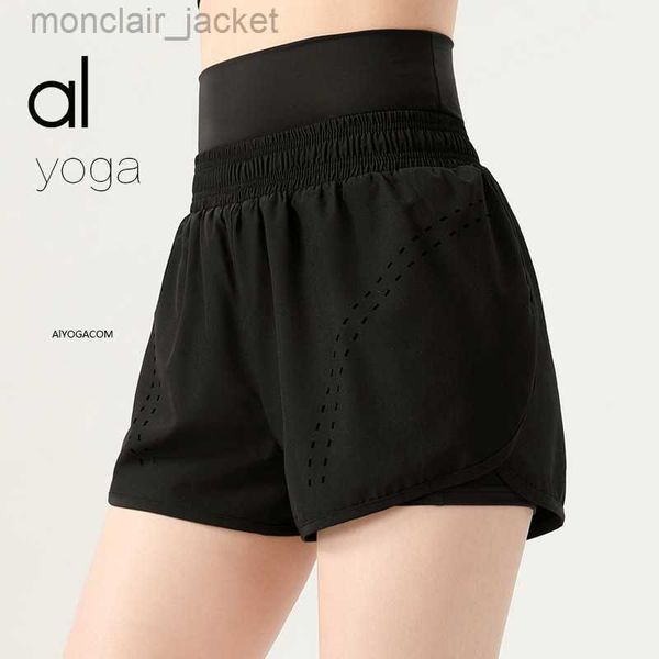 

desginer alos yoga shorts sports shorts fitness pants high waist hip lift outdoor tennis pants fake two pieces anti glare, White;black