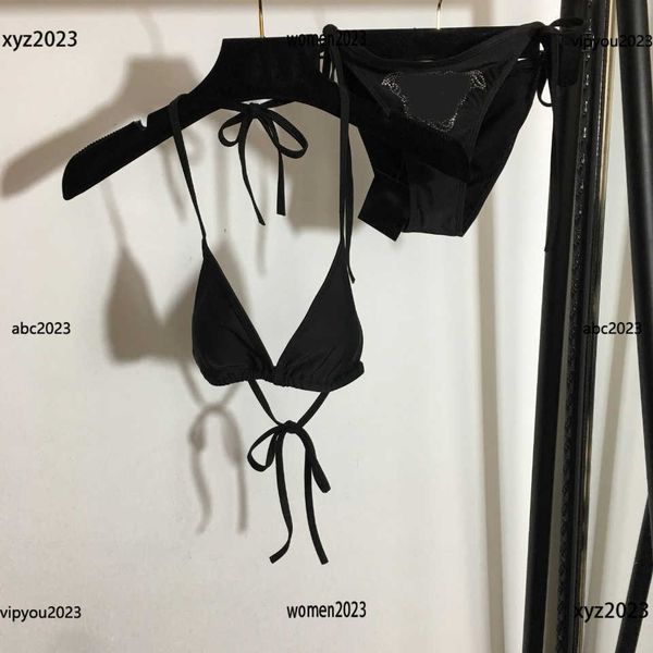 

womens bikini girl one piece beach swimwear 2pcs lace up underwear and diamond logo triangle underwear new arrival, White;black