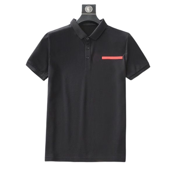 

prrda luxury designer men's business casual polos shirts tshirts fashion man silk cotton fashion breathable tees short sleeve dress shi, White;black