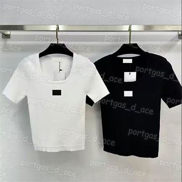 

vintage knit women t shirt fashion short sleeve white black knitted t shirts
