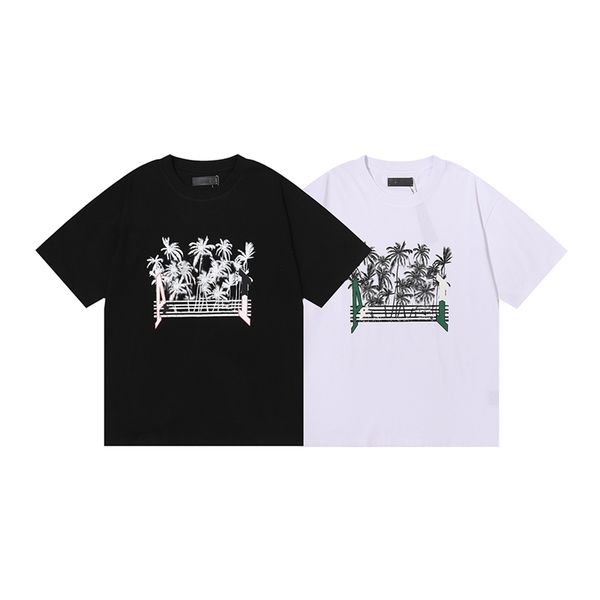 

mens tshirt hami tee usa brand design plant beach coconut tree pattern printed pure cotton double yarn short sleeve casual fashion couple t-, White;black