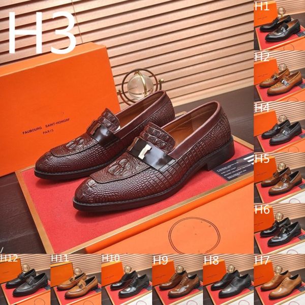 

40model luxurious brand designer men business dress shoes genuine leather all-match casual loafers wear-resistant footwear chaussure homme, Black