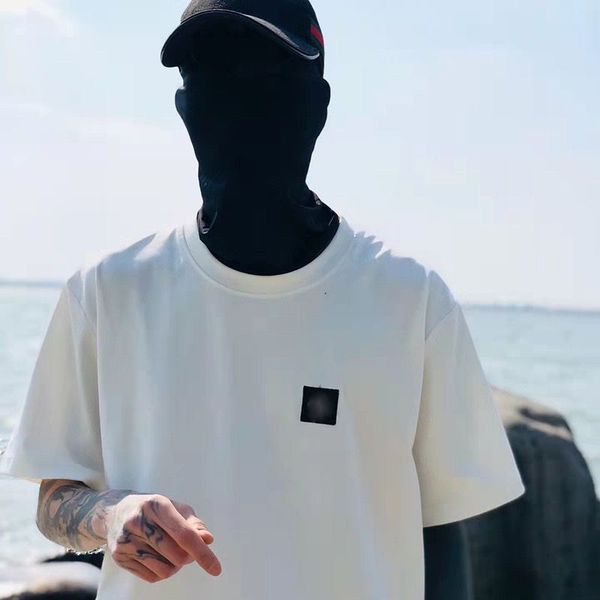 

designer stone t shirt islands summer menswear breathable loose letter print lovers street fashion varsity cotton t-shirt small label embroi, White;black