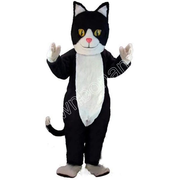 

size black & white cat mascot costumes cartoon character outfit suit xmas outdoor party outfit size promotional advertising clothings, Red;yellow