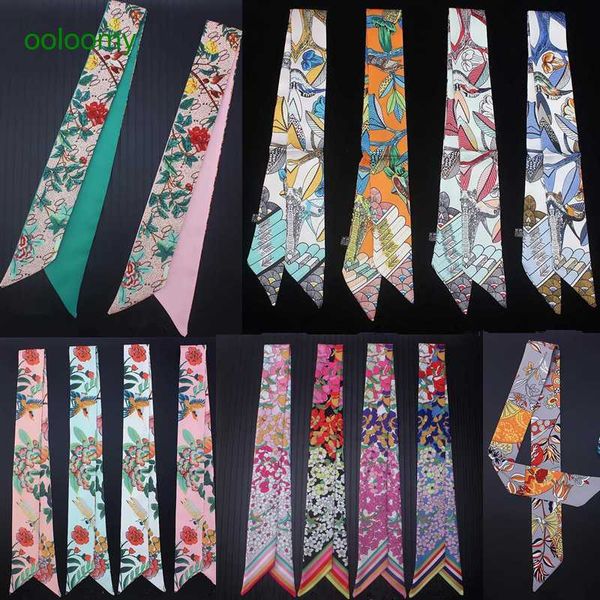 

hemres designer cravat new korean version small scarf tied with bag handle silk ribbon satin tie versatile hair thin and long, Black;purple