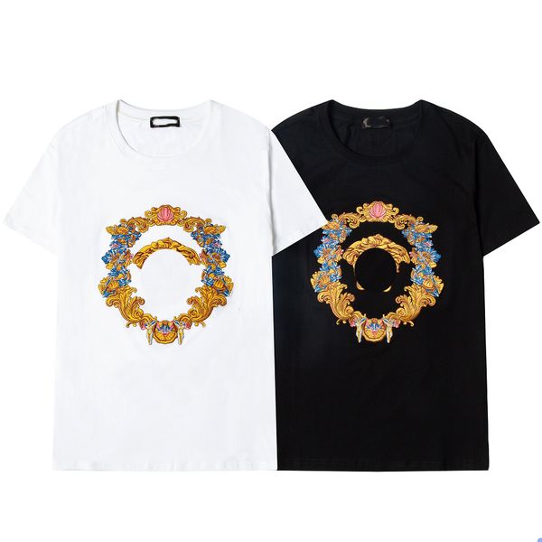 

men's t-shirt luxury embroidered ve letter human head image cotton round neck couple fashion casual classic summer dress, White;black