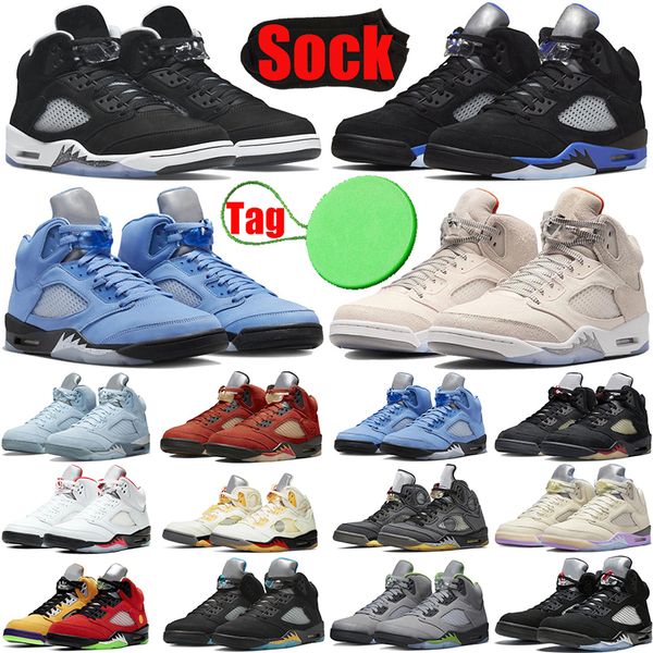 

unc 5 5s mens basketball shoes sail craft racer blue aqua raging bull fire red metallic oreo white black cement men trainers sports sneakers