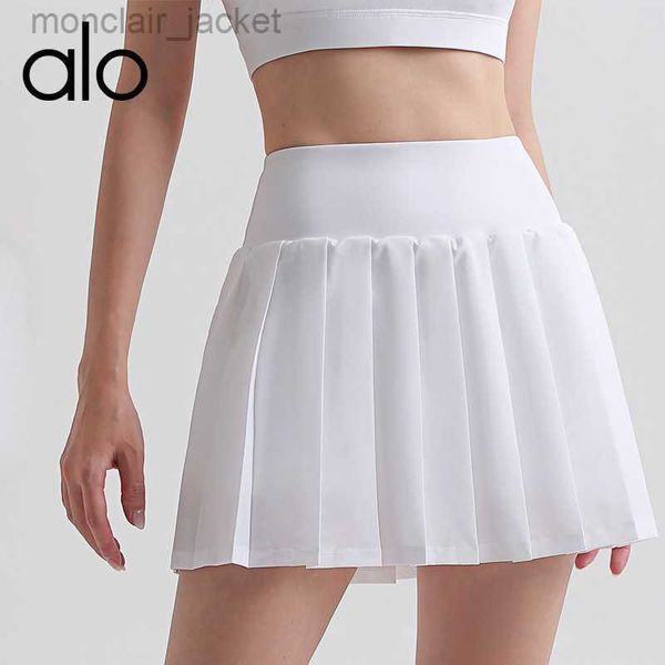 

desginer alos yoga shorts pleated skirt anti glare badminton tennis skirt integrated fitness running sports short skirt, White;black