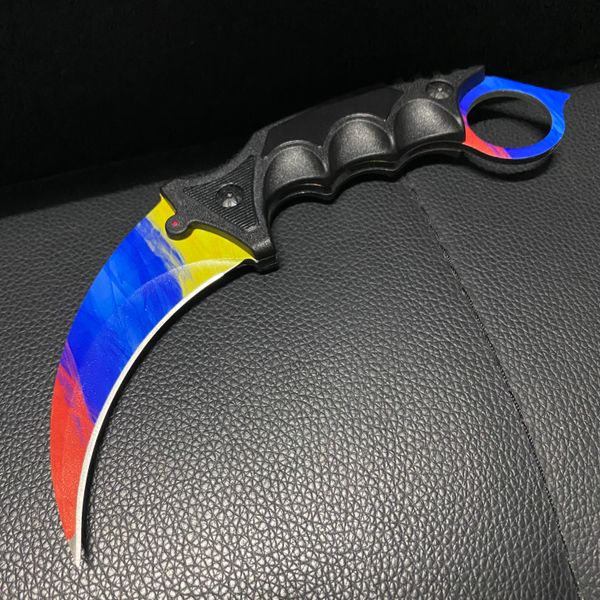 

sharp marble fade fulltang csgo karambit hunting camping pocket knife survival tactical outdoor fixed blade claw knife counter strike gamma