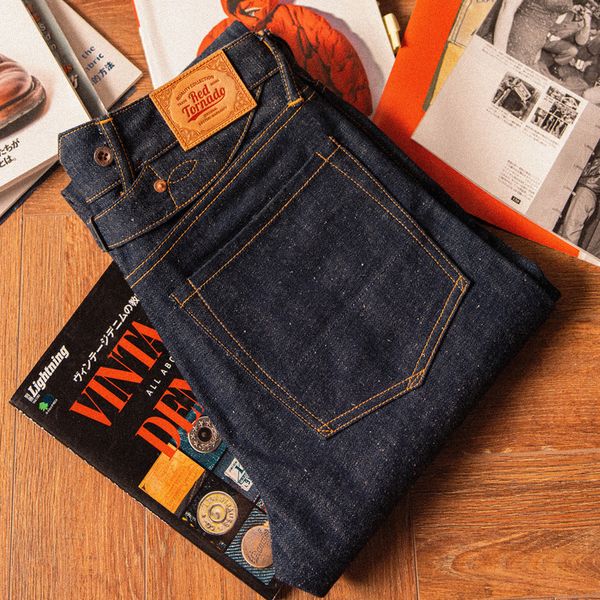 

men's jeans 2000t0002 read description red tornado raw indigo selvage unwashed denim pants unsanforized brass buckle jean 14oz 230509, Blue