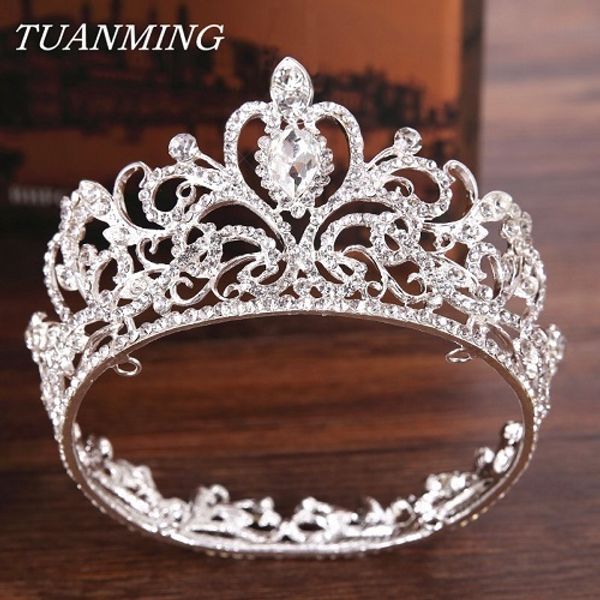 

wedding hair jewelry silver color crystal crown princess tiara accessories round small for girl ornament 230508, Slivery;golden