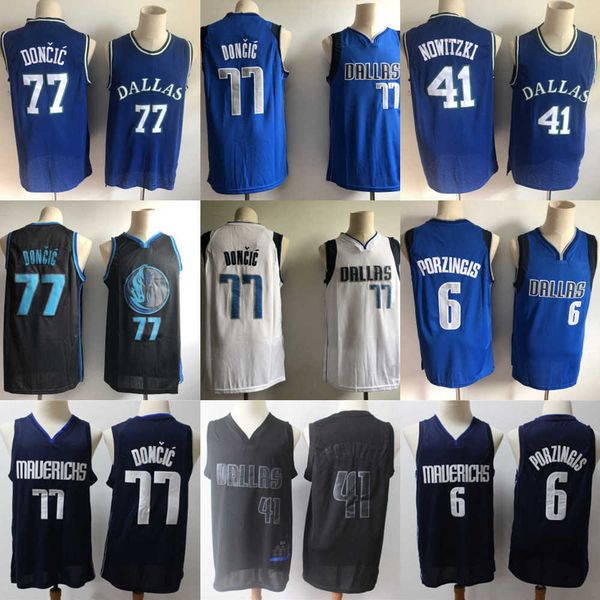 

2023 mens youth dallas''mavericks''77 luka doncic 6 kristaps porzingis 41 dirk nowitzki basketball basketball jersey, Black;red