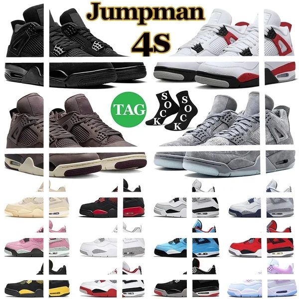 

2023 new men women basketball shoes jordens 4 4s military black cat red thunder sail university blue white oreo fire pure money midnight nav