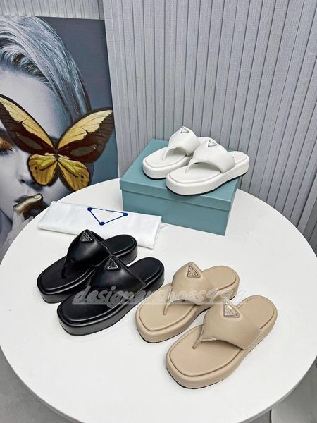 

early spring new plus lining soft sheep leather flip flops wedgen sandals metal triangle womens designer sandals travel pool slippers, Black