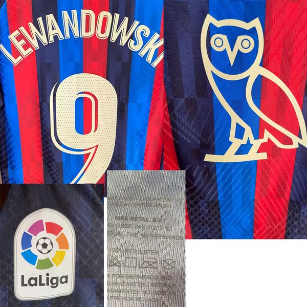 

american college football wear match worn player issue drake owl lewandowski gavi pedri araujo jersey with sponsor maillot, Black