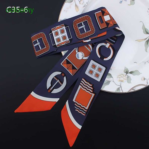 

hemres designer cravat yinghua scarf belt head professional small slim strip wrapping bag handle ribbon female pane, Black;purple
