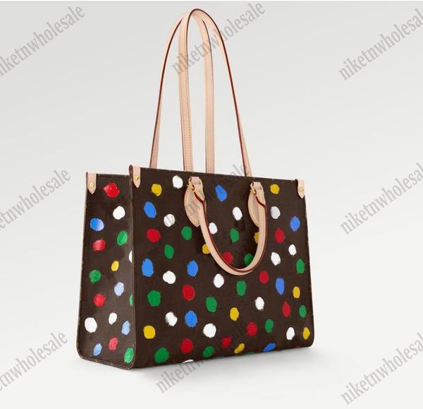 

yk onthego shopping handbag mm dot large capacity shoulder bag designer monograms leather luxury tote bag m46379 m44571