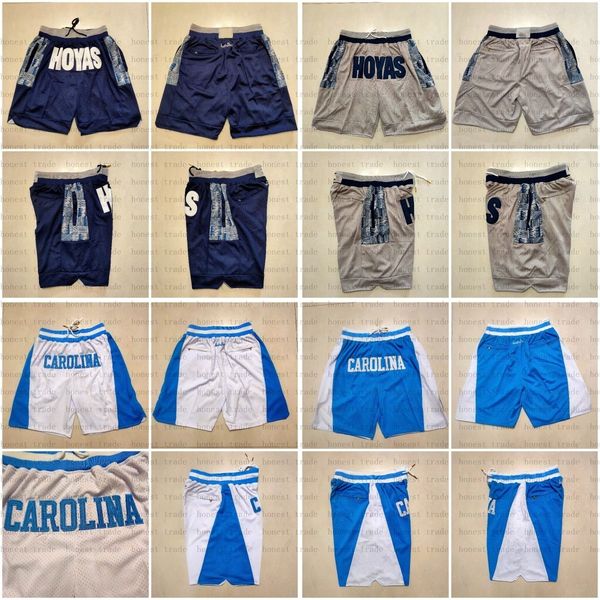 

georgetown hoyas basketball shorts carolina zipper mens college short stitched pocketed summer trousers pants, Black