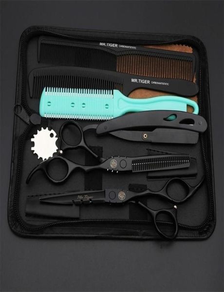 

55 60 black japan hair scissors professional hairdressing barber thinning scissor hairdresser haircut shears set 2203177916926