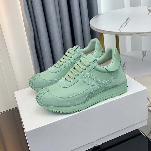 

designer mens womens loews casual shoes suede and nylon lace-up sneakers anagram embossing soft upper fashion sport ruuning classic shoe siz, Black