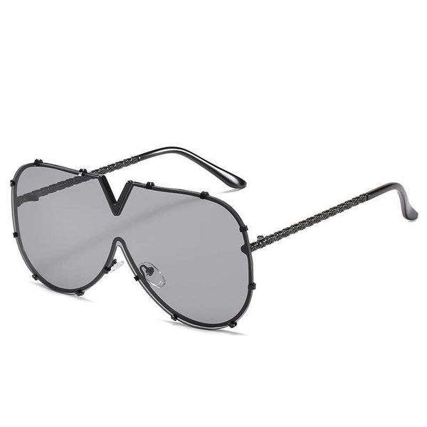 

sunglasses v-shaped conjoined lens metal sunglasses for men and women, White;black