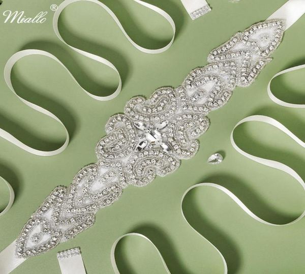 

miallo fashion bridal satin belts crystal wedding accessories prom dress belt ivory white strass bride sash bridesmaid gift9943651