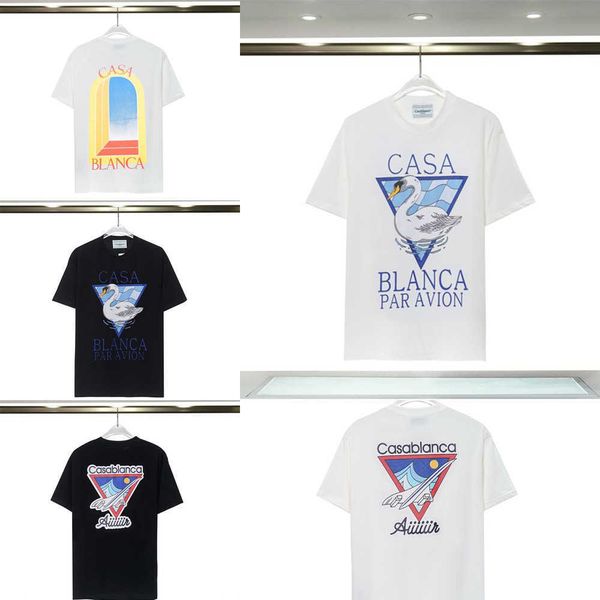 

mens womens designer t shirt printed fashion man t-shirt qualities cotton casual tees short sleeve luxury hip hop streetwear casablanc tshir, White;black