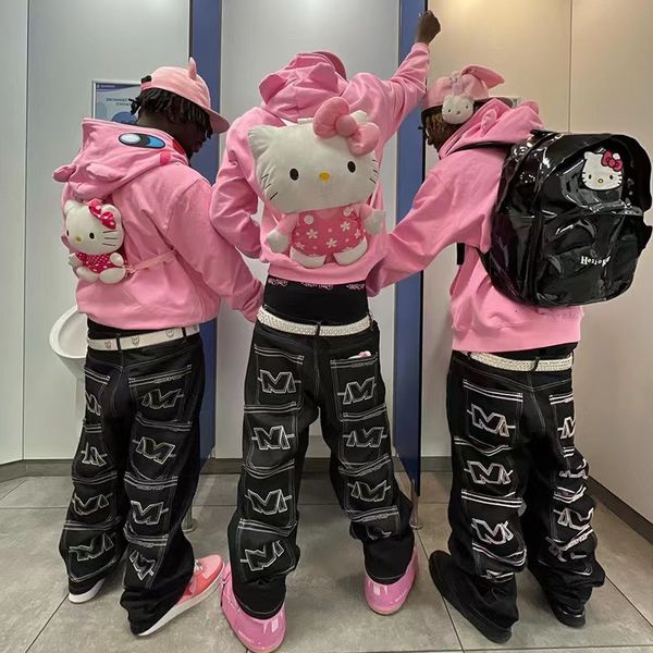 

men's jeans y2k baggy jeans 2023 streetwear hip hop style trend fashion pants letter  pocket cargo jean's wide leg loose 230509, Blue