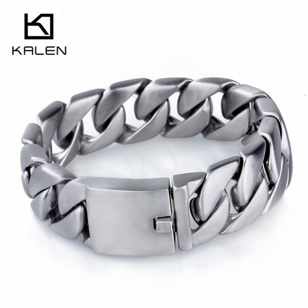 

chain kalen heavy chunky cuban link bracelet jewelry stainless steel brushed matte men accessories 230508, Black