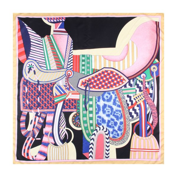 

sarongs manual rolled twill silk scarf women saddle print square scarves wraps echarpes curled foulards femme bandana silk hijabs 90cm 23050, Blue;gray