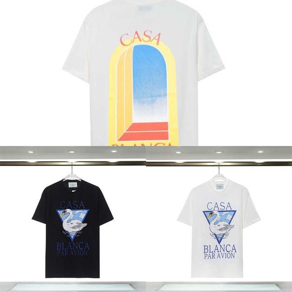 

mens womens designer t shirt printed fashion man t-shirt qualities cotton casual tees short sleeve luxury hip hop streetwear casablanc tshir, White;black