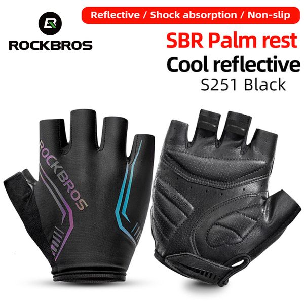 

sports gloves rockbros cycling gloves men women half finger breathable mtb bike bicycle 230509, Black