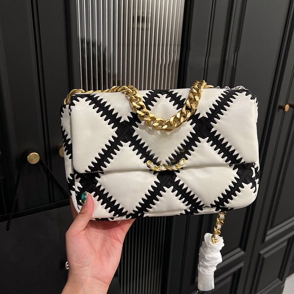 

cf check womens 19 calfskin series shoulder bags gold silver two-tone chain crossbody shouder handbags large capacity turn lock designer out