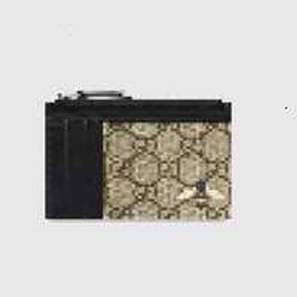 

clothing luxury brand bag 597555 bee print canvas card holder bumbags long wallet chain wallets purse clutches evening pouches mini belt bag, Black;white