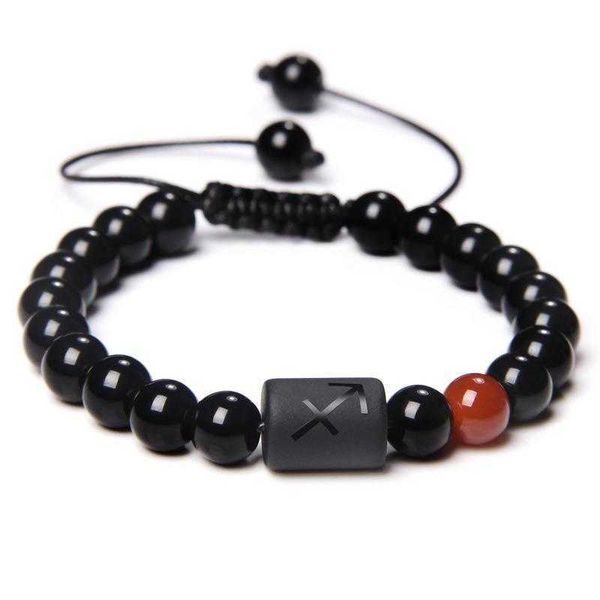 

twelve constellation black glossy beads strands woven bracelet simple fashion couple jewelry wholesale