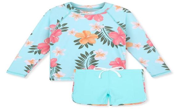 

baohulu girls rash guard set two piece children long sleeve swimsuit upf 50 sun protective swimwear kids swimming beachwear6353884