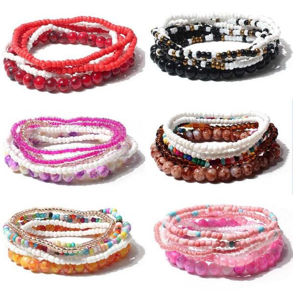 

personalized ins style bracelet bohemian bead acrylic multi layer female, Golden;silver