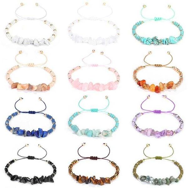

bohemian hand weaving bracelet irregular gravel bead mixed wholesale, Golden;silver