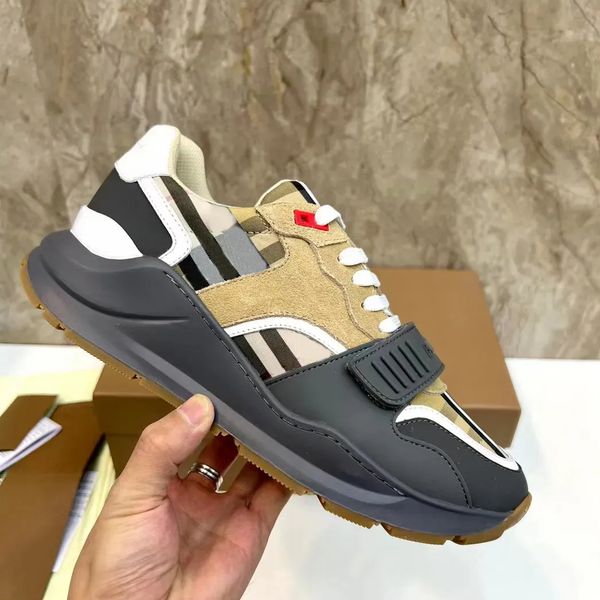 

designer trainers vintage sneaker striped men women checked sneakers platform lattice casual shoes shades flats shoe classic outdoor shoe, Black