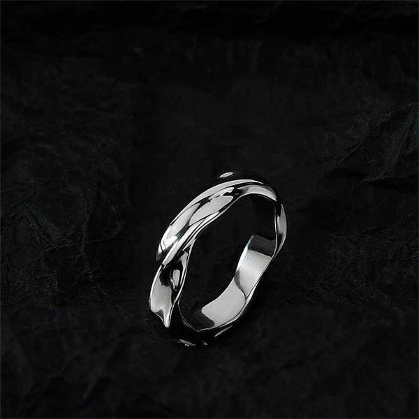 

band rings 2023 new simple spiral ring men's stainless steel daily jewelry european and american popular accessories z0509, Silver