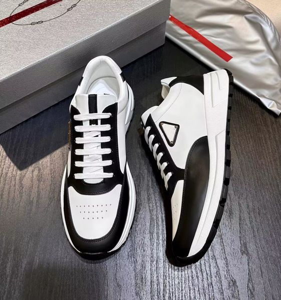 

casual shoes brand men prax 01 sneakers re-nylon brush leather trainers mesh breath chunky sole skateboard walking famous footwear eu38-46, Black