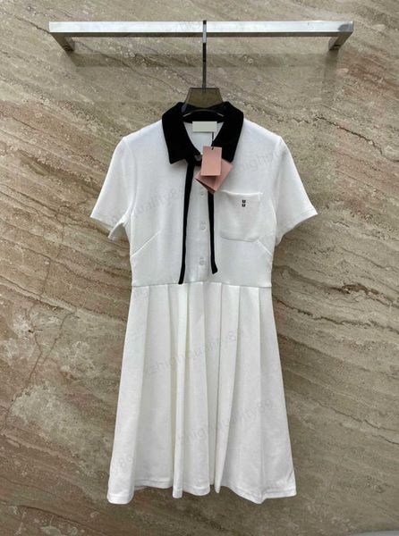 

dresses designer womens pocket letter logo printing lapel polo short sleeve dress fashion white summer outdoor leisure dresses for women 091, Black;gray