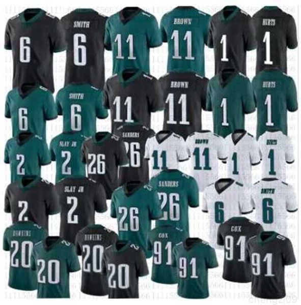 

football jersey philadelphia''eagles''6 devonta smith 1 jalen hurts 11 aj brown 2 darius slay jr. 88 jalen carter 55 bra, Black;red