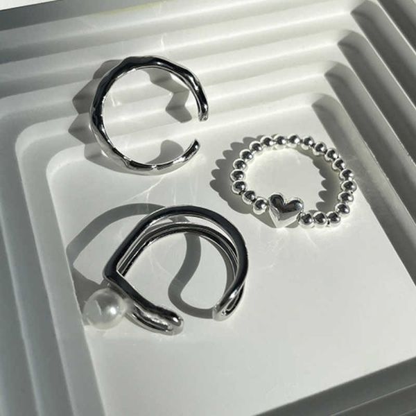 

band rings kaitin heart pearl paired rings for women trendy fashion personalized charms luxury designer jewelry new in 2023 party gift z0509, Silver