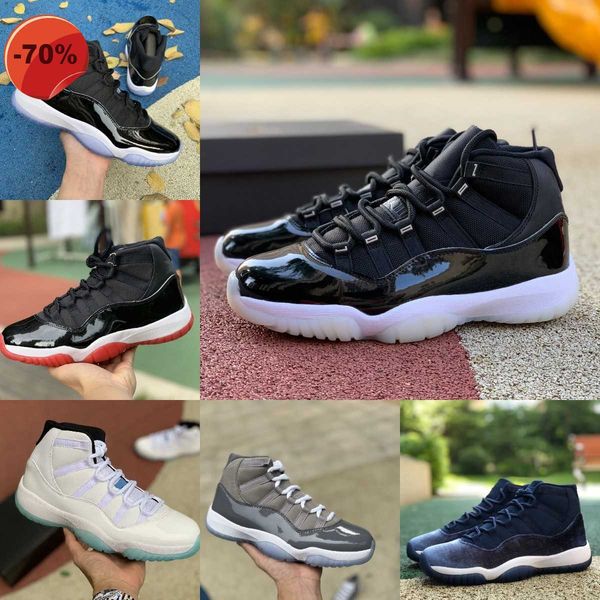 

sandals sandals with box jumpman jubilee 11 11s high basketball shoes cool grey legend blue midnight navy playoffs bred space jam gamma blue, Black