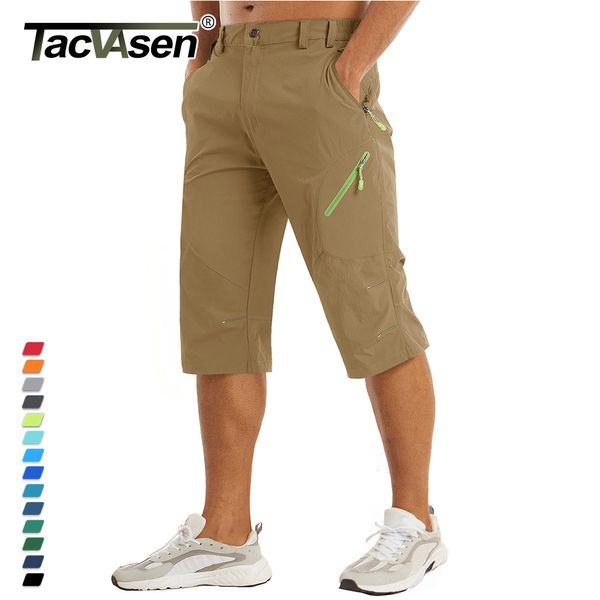 

men's shorts tacvasen below knee length summer waterproof shorts mens quick drying 34 pants hiking walking sports outdoor nylon shorts, White;black