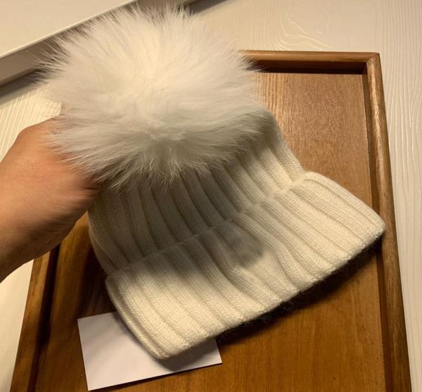 

white wool beanie knit hat with pompom fur women fashion accessoriesskull caps sport hats winter ski cap hats8001673, Blue;gray